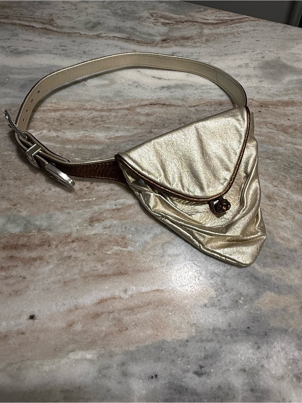 HARK DESIGNS | Gold and bronze Leather Belt Bag - Women Accessories